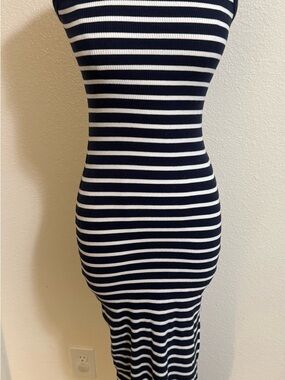 Navy & White Striped Women's Bodycon Dress